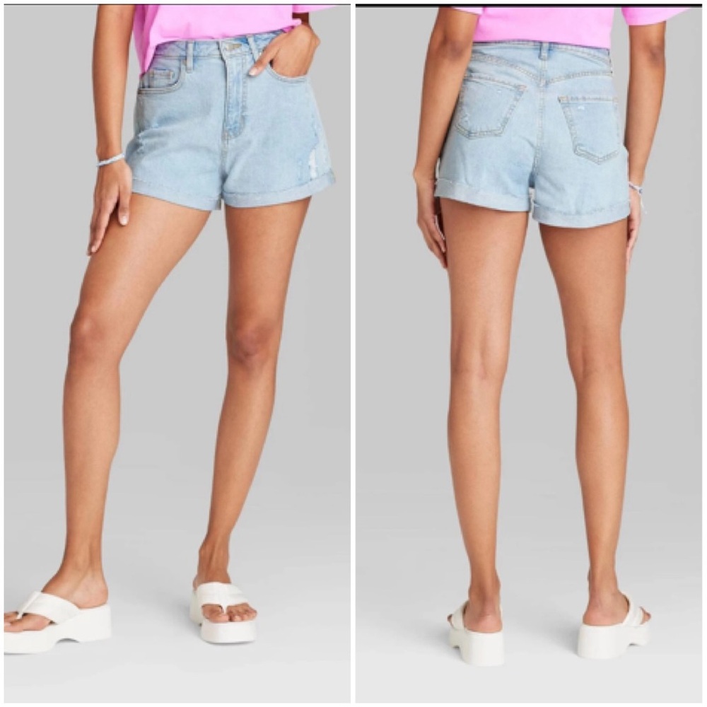Wild Fable Women's Super High Rise Rolled Cuff Denim Shorts 6 Light Wash Jeans